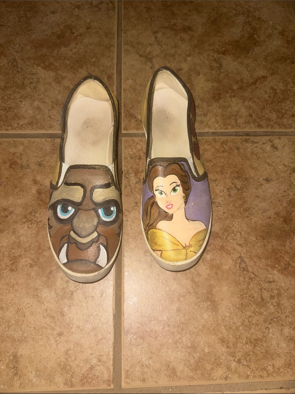 Women’s size 7 slip on hand painted Disney shoes